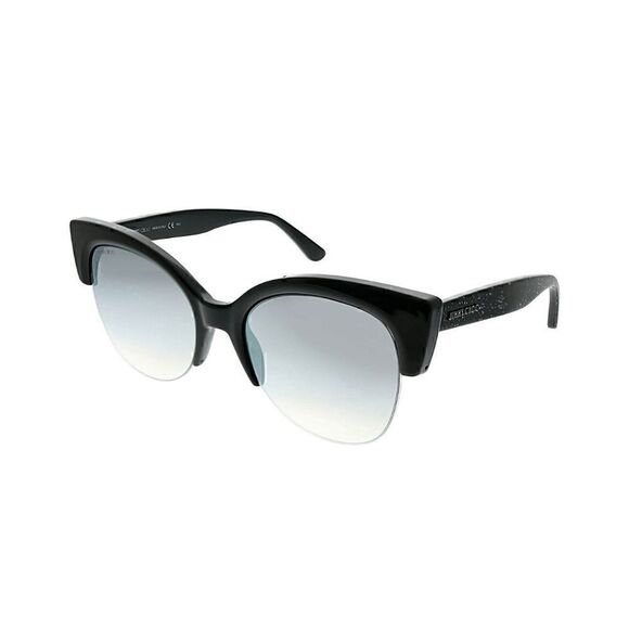 JIMMY CHOO Women\'s Oval 56mm Priya/S Black Glitter Sunglasses NEW WITH CASE $425 main image 8